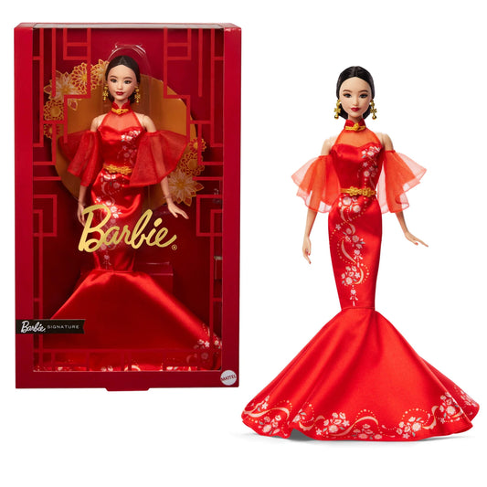 （Pre-Order)Barbie Signature Lunar New Year Barbie Doll Collectible with Qipao Dress & Golden Accessories